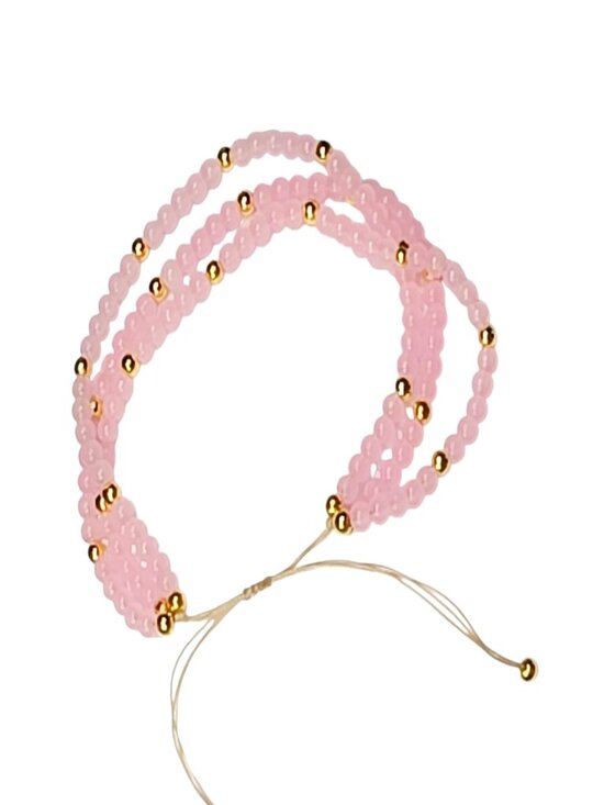 Jewelry - Light Pink Beaded Layered Bracelet | Adjustable Boho Bracelet